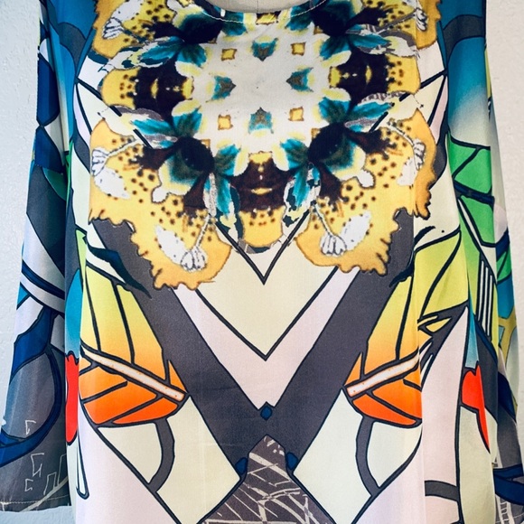 Johnny Was Intarsia Kaleidoscope Silk Blouse M NWT - Picture 2 of 7